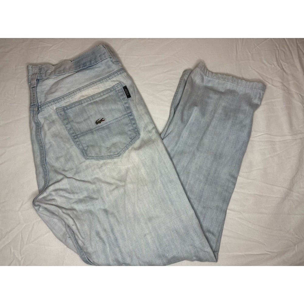 Lacoste Jeans Men's 36x30 Light Wash Blue Denim Zip Fly Distressed Y2k France